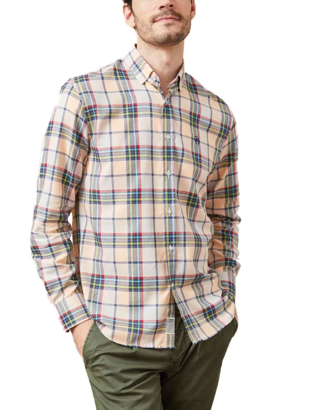 Camisa Altonadock salmón cuadros regular para hombre