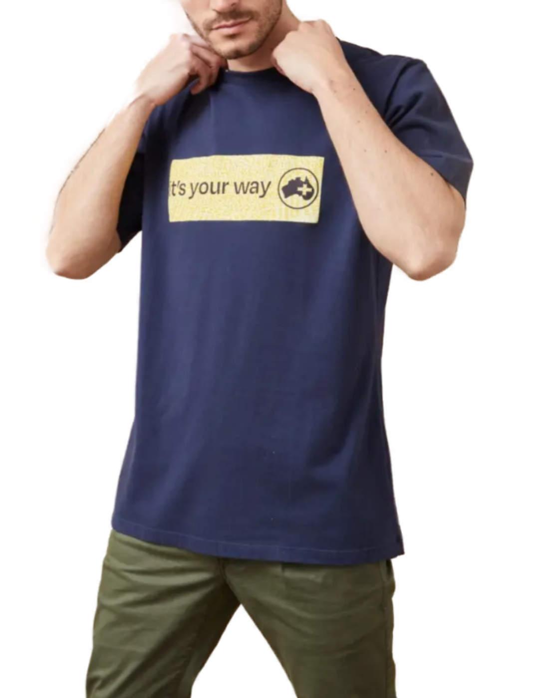 Camiseta Altonadock azul marino manga corta para hombre