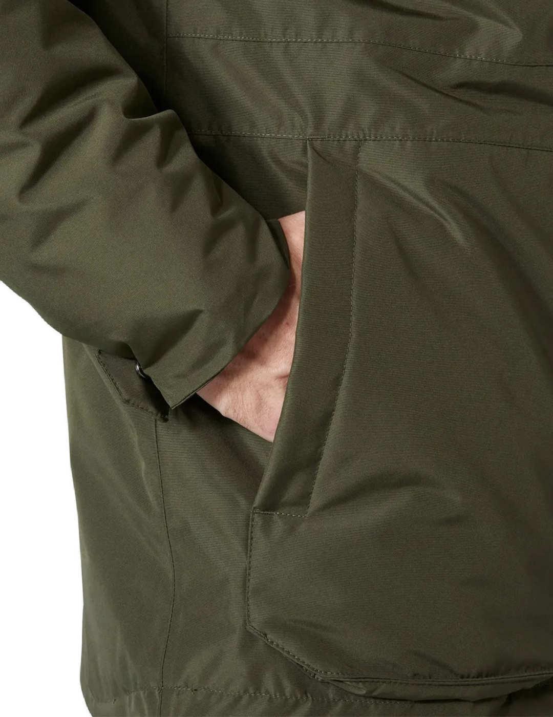 Parka Helly Hansen Coastal verde capucha pelo para hombre