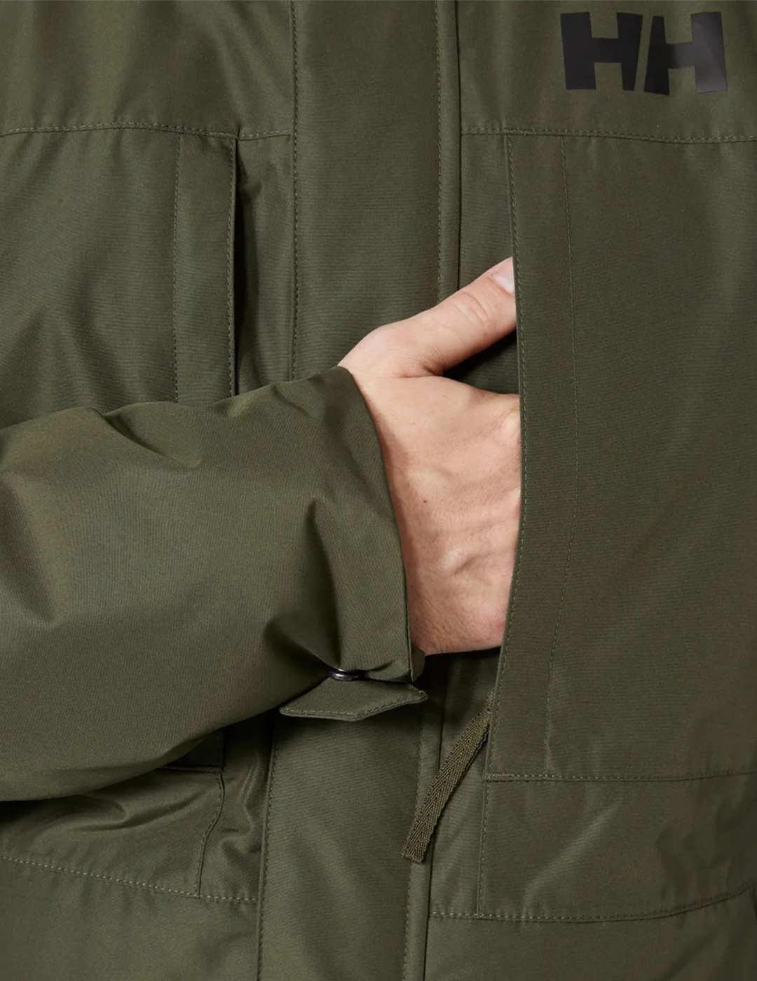 Parka Helly Hansen Coastal verde capucha pelo para hombre