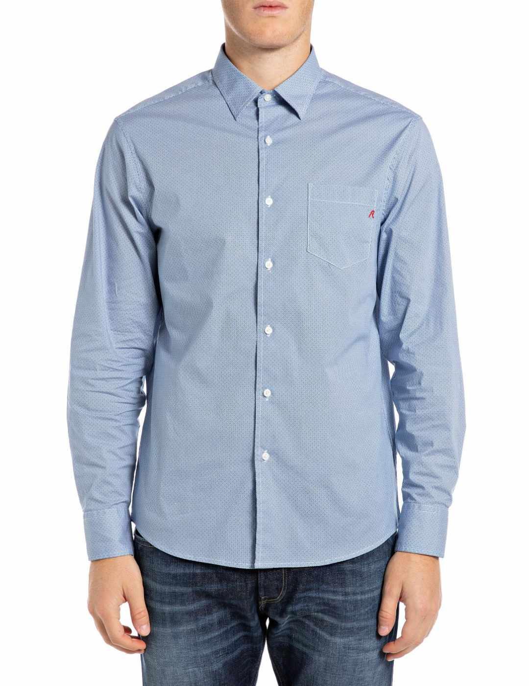 Camisa Replay estampado azul estampado para hombre