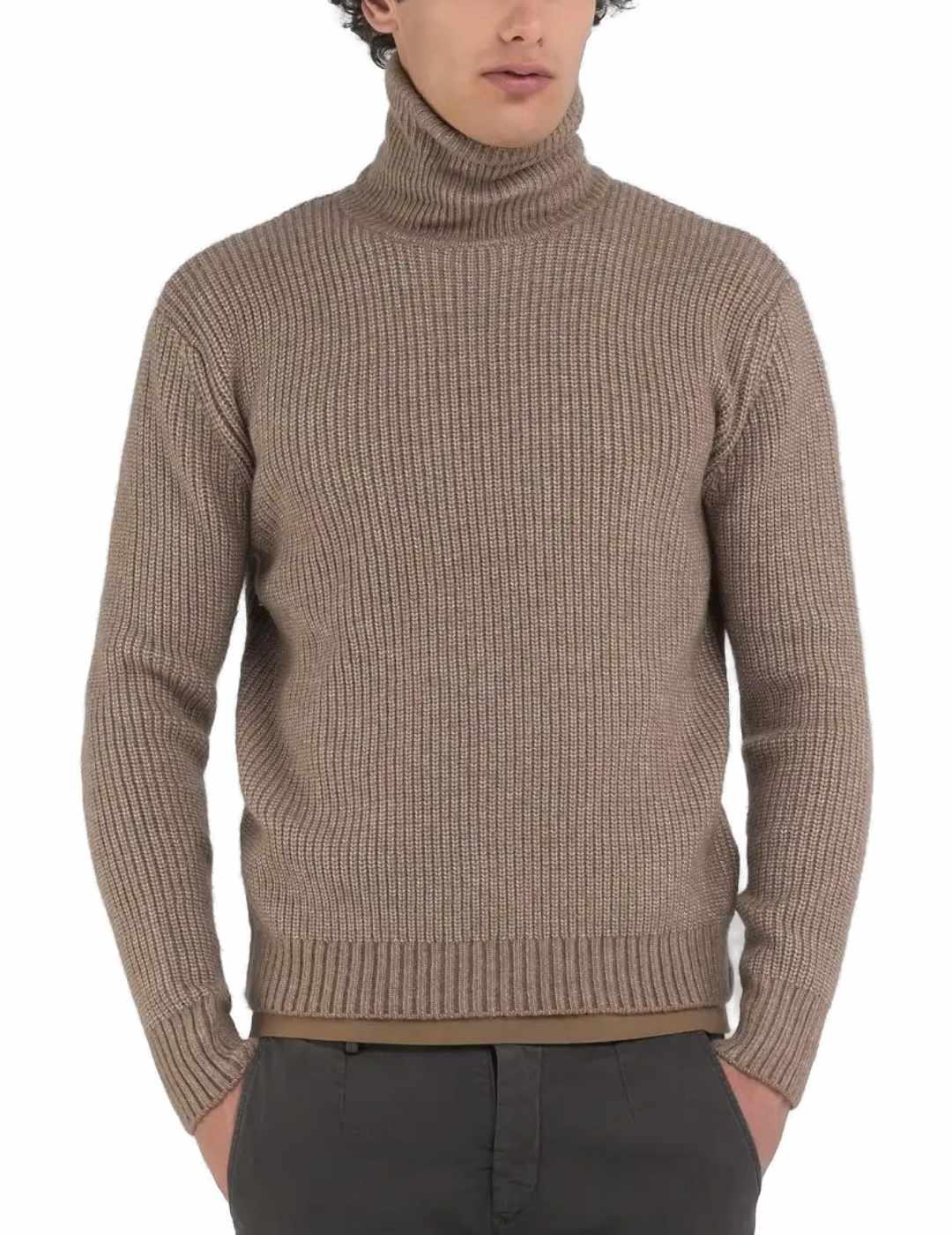 Jersey Replay marrón de lana trenzado para hombre