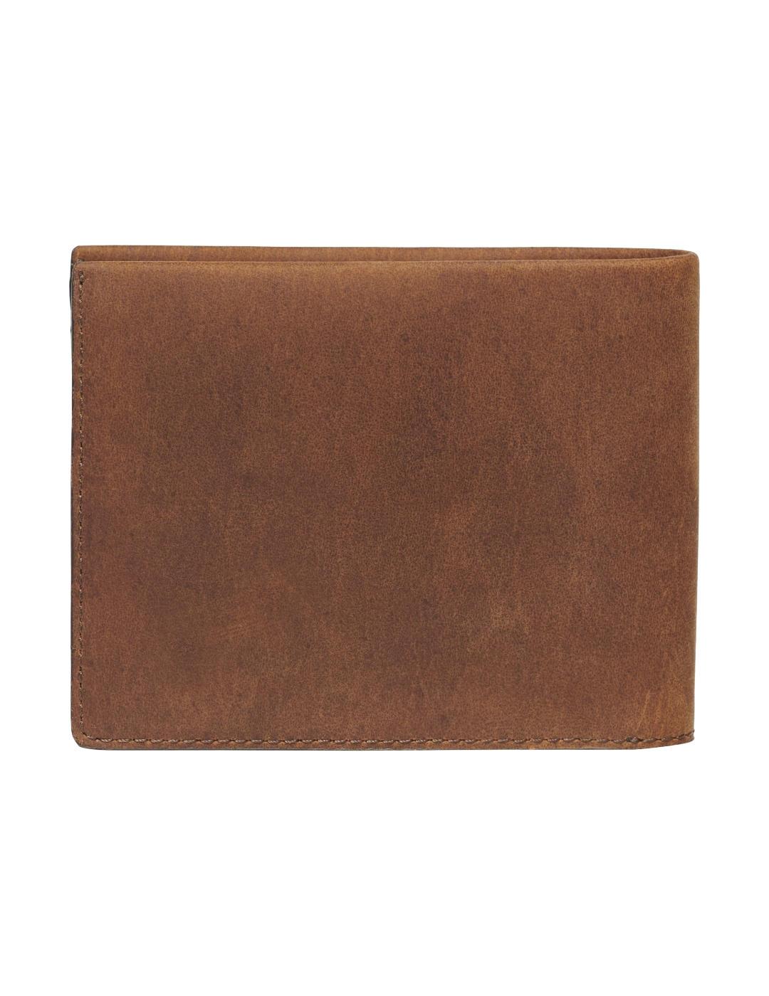 Cartera Superdry piel marrón logo grabado para hombre