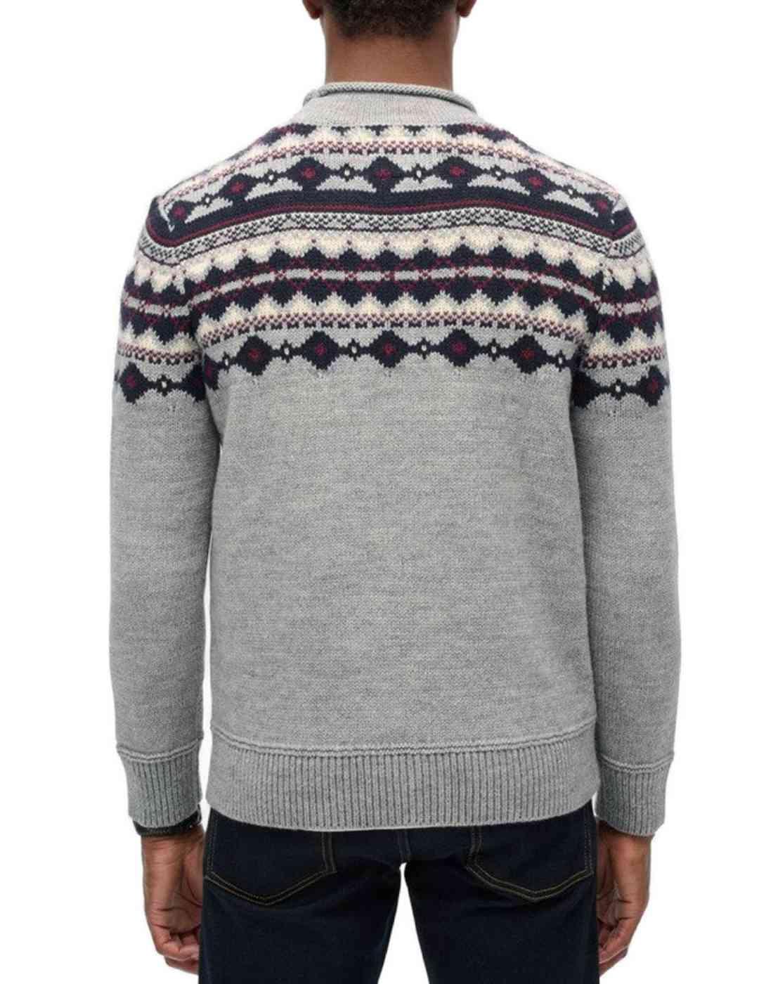 Jersey Superdry grecas gris de lana para hombre