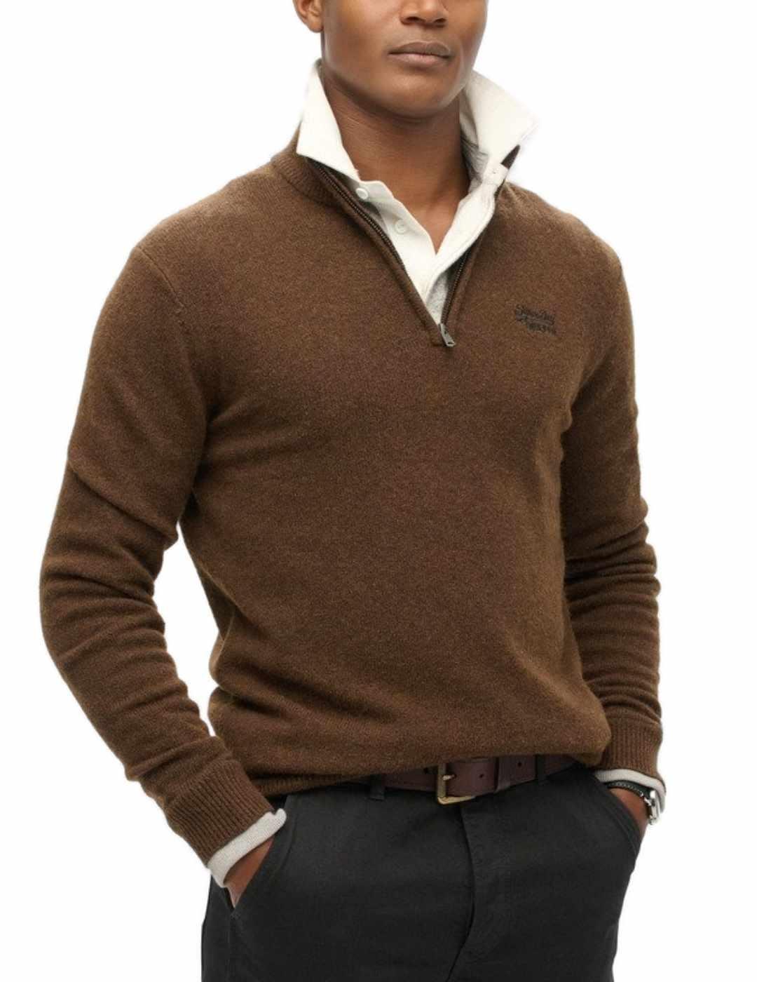 Jersey Superdry Essential marrón de lana para hombre