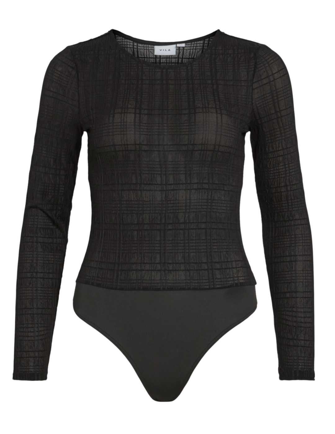 Body Vila Kinsley negro estampado de cuadros para mujer