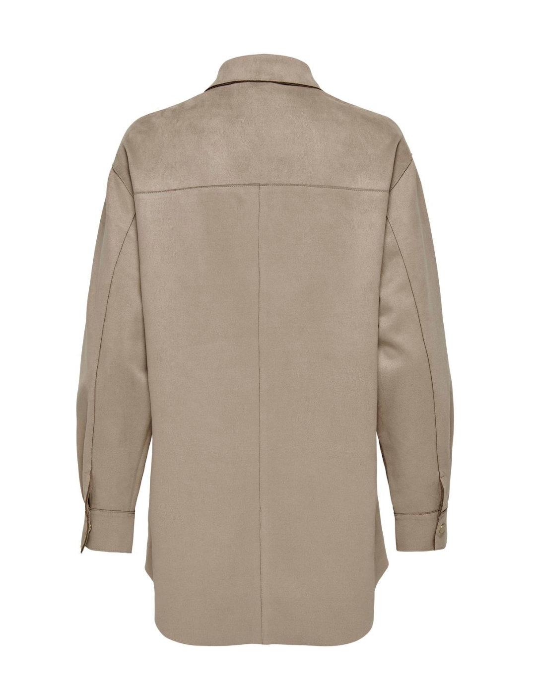 Sobrecamisa Only Joline marrón de serraje para mujer