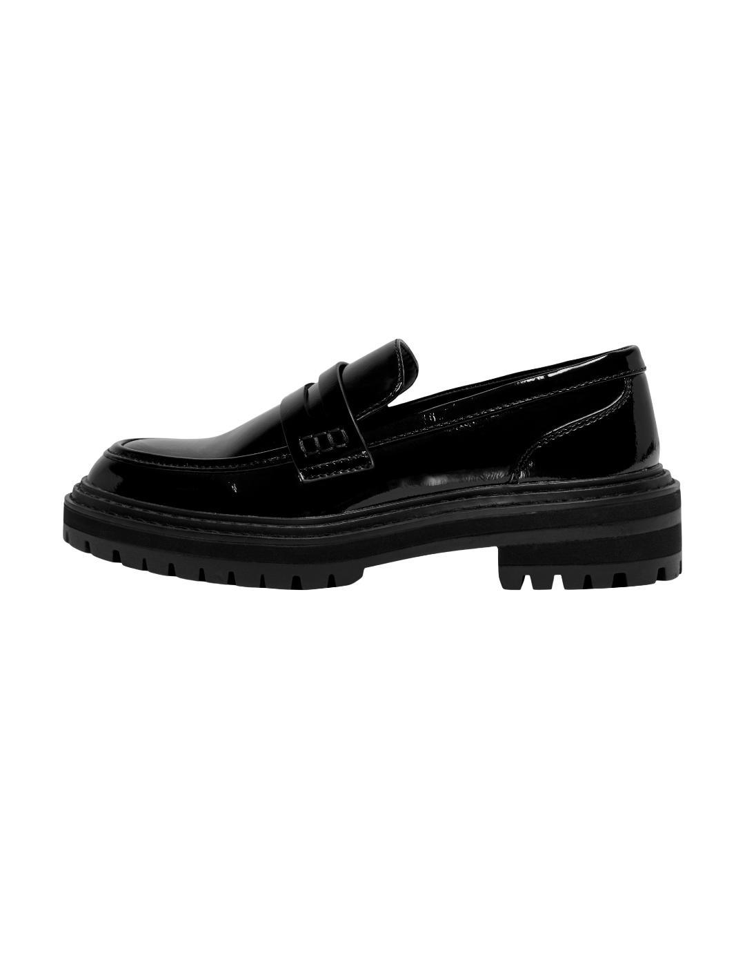 Zapato mocasín Only Beth negro brillante polipiel para mujer