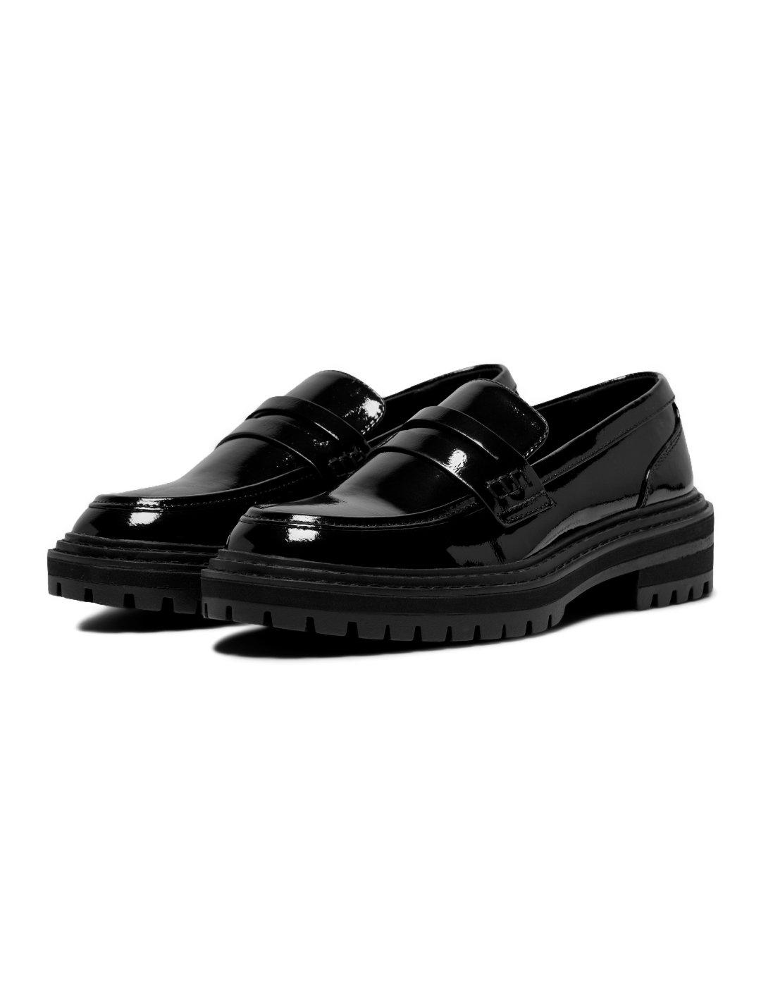 Zapato mocasín Only Beth negro brillante polipiel para mujer