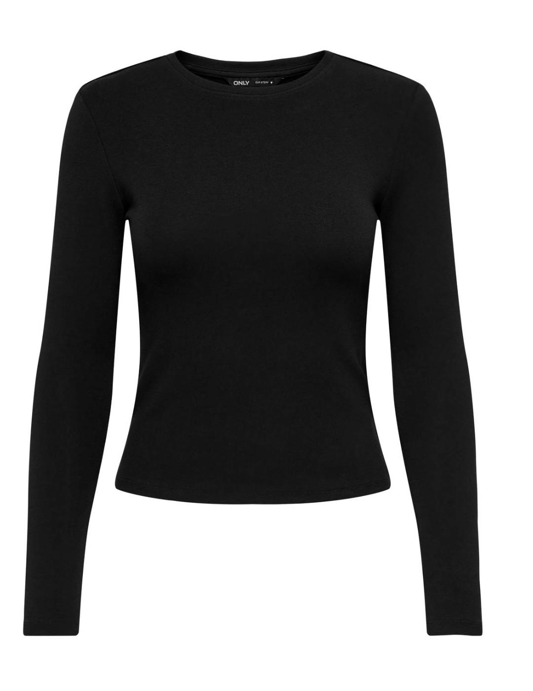Camiseta Only Riley negra manga larga para mujer