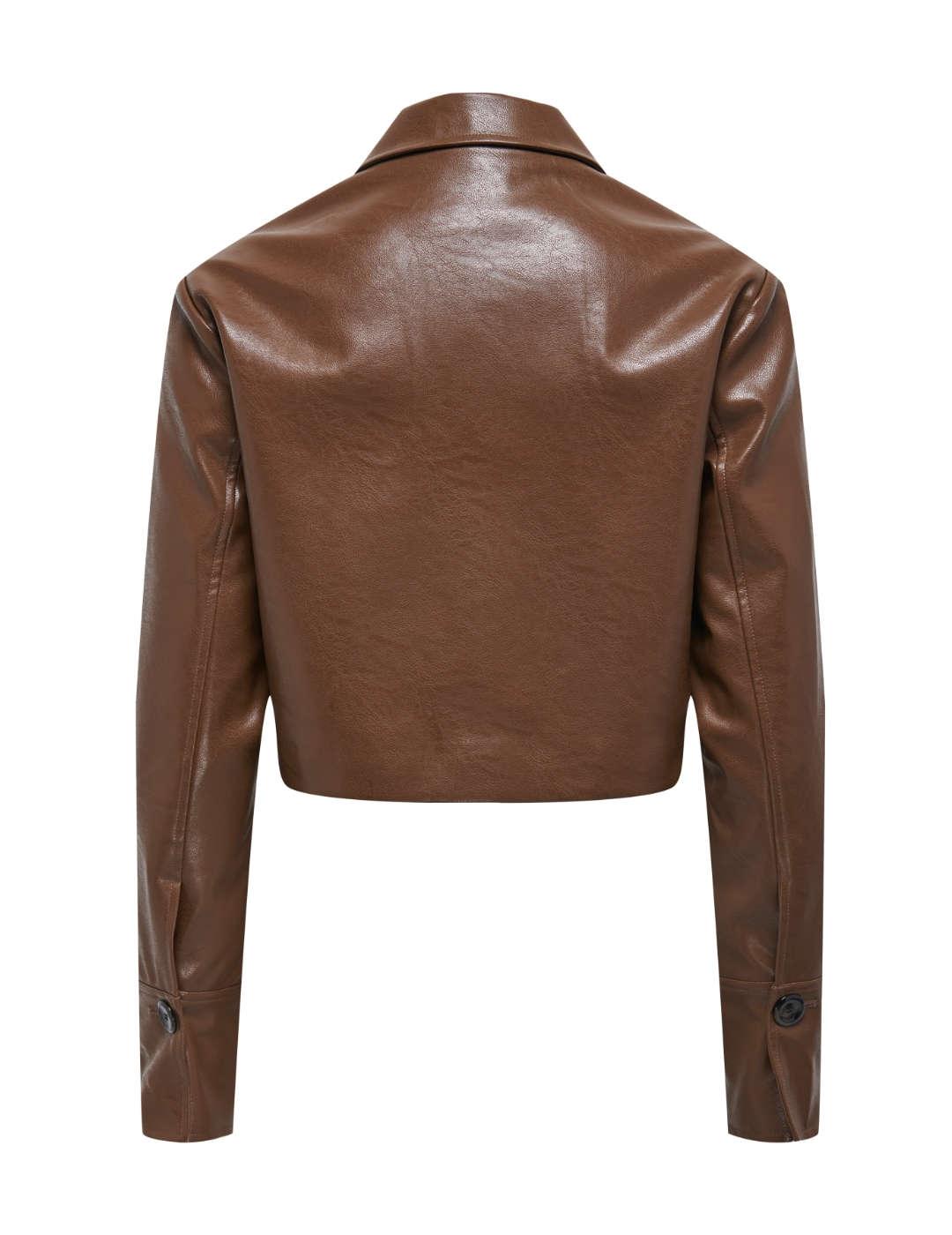 Chaqueta Only Rena polipiel marrón para mujer-NF