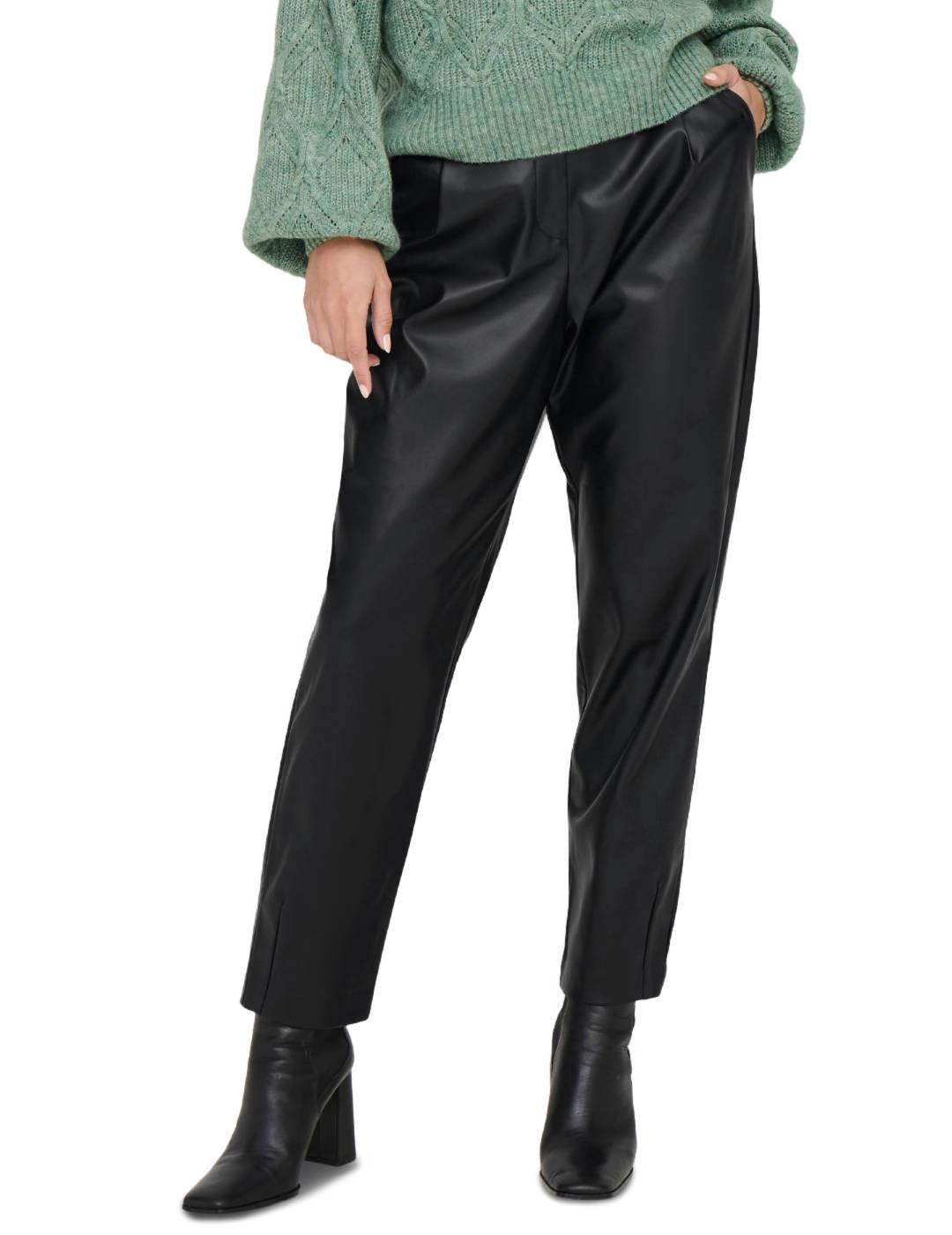 Pantalón Only Mynte negro de polipiel regular fit para mujer