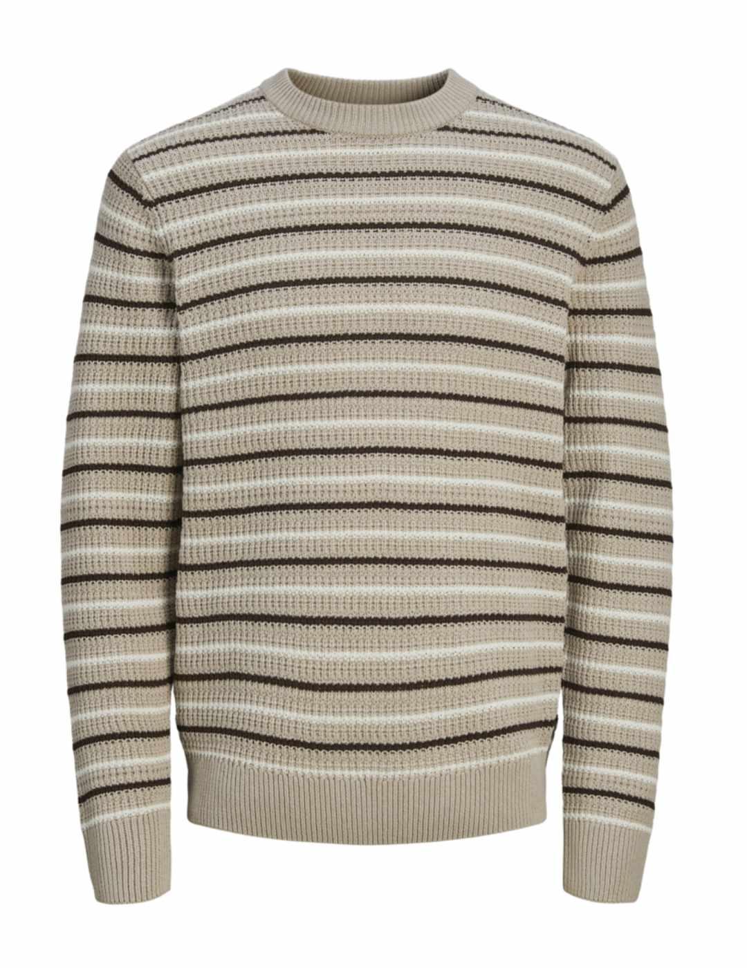Jersey de punto Jack&Jones Bronx beige rayas para hombre