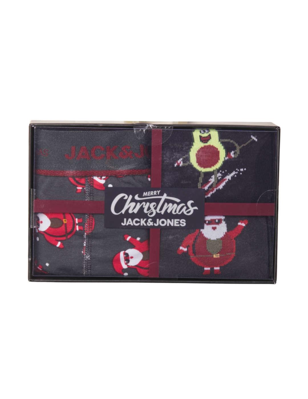 Íntimo Jack&Jones Merry X-mas pack3 verde y negro de hombre