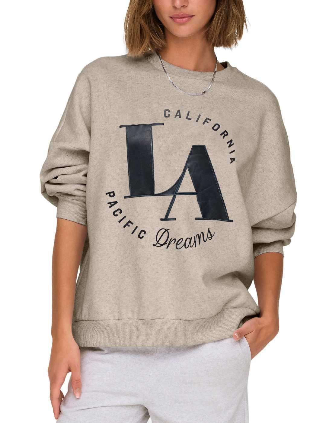 Sudadera Only Deborah beige sin capucha para mujer