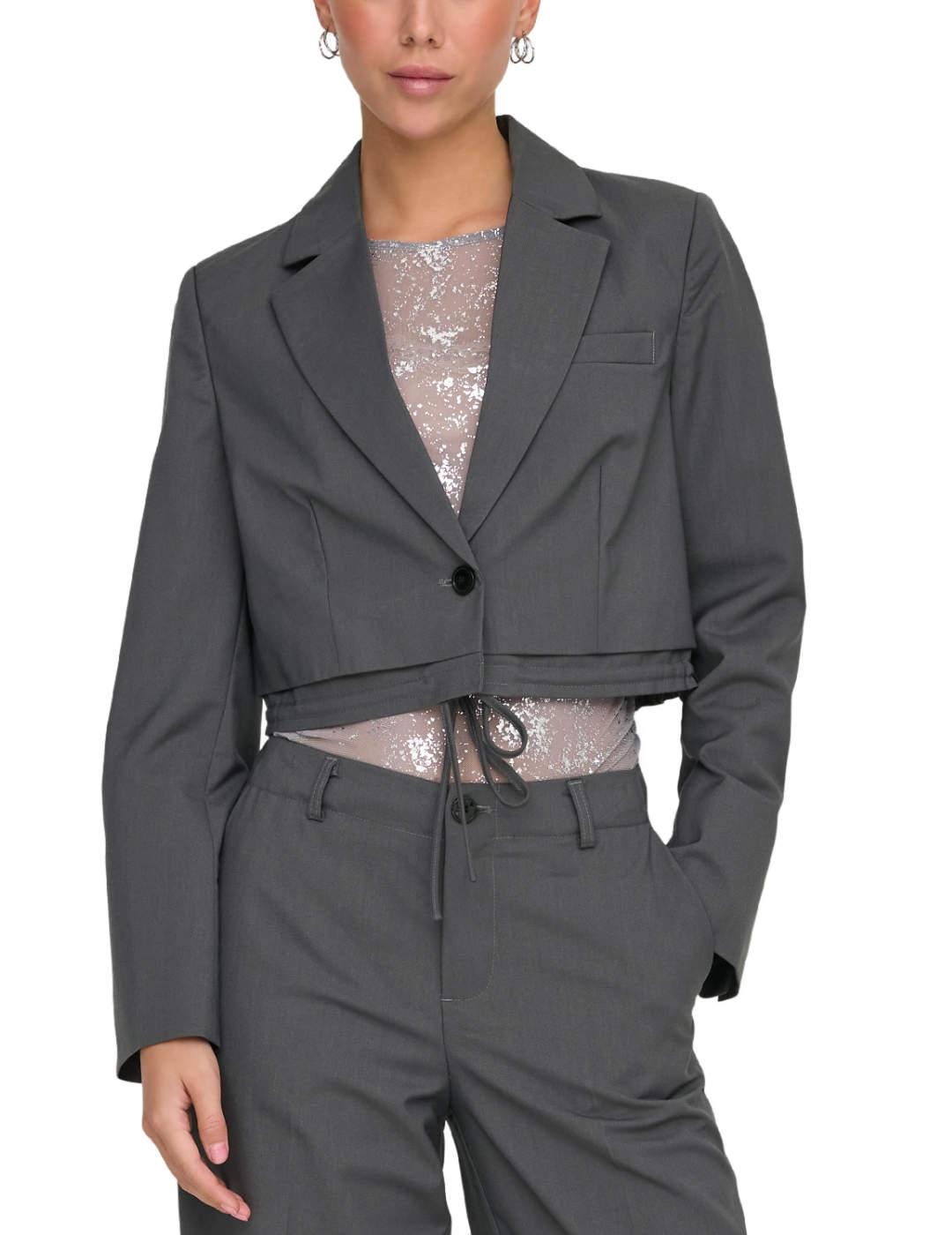 Chaqueta blazer cropped Only Lana gris oscuro para mujer