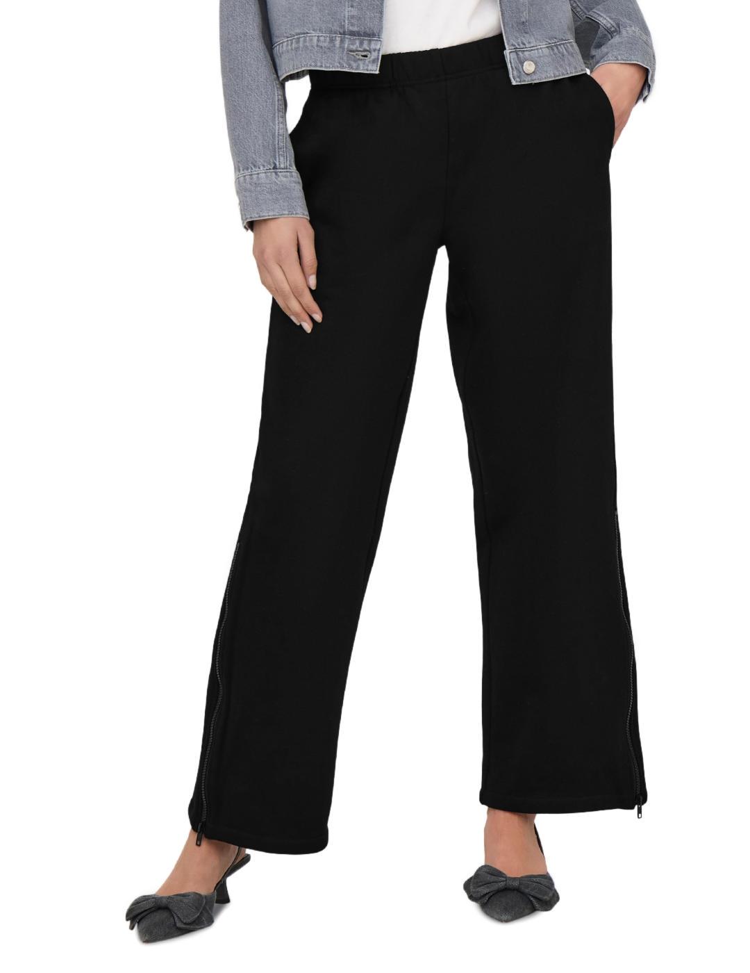 Pantalón jogger Only Elliot negro wide leg para mujer