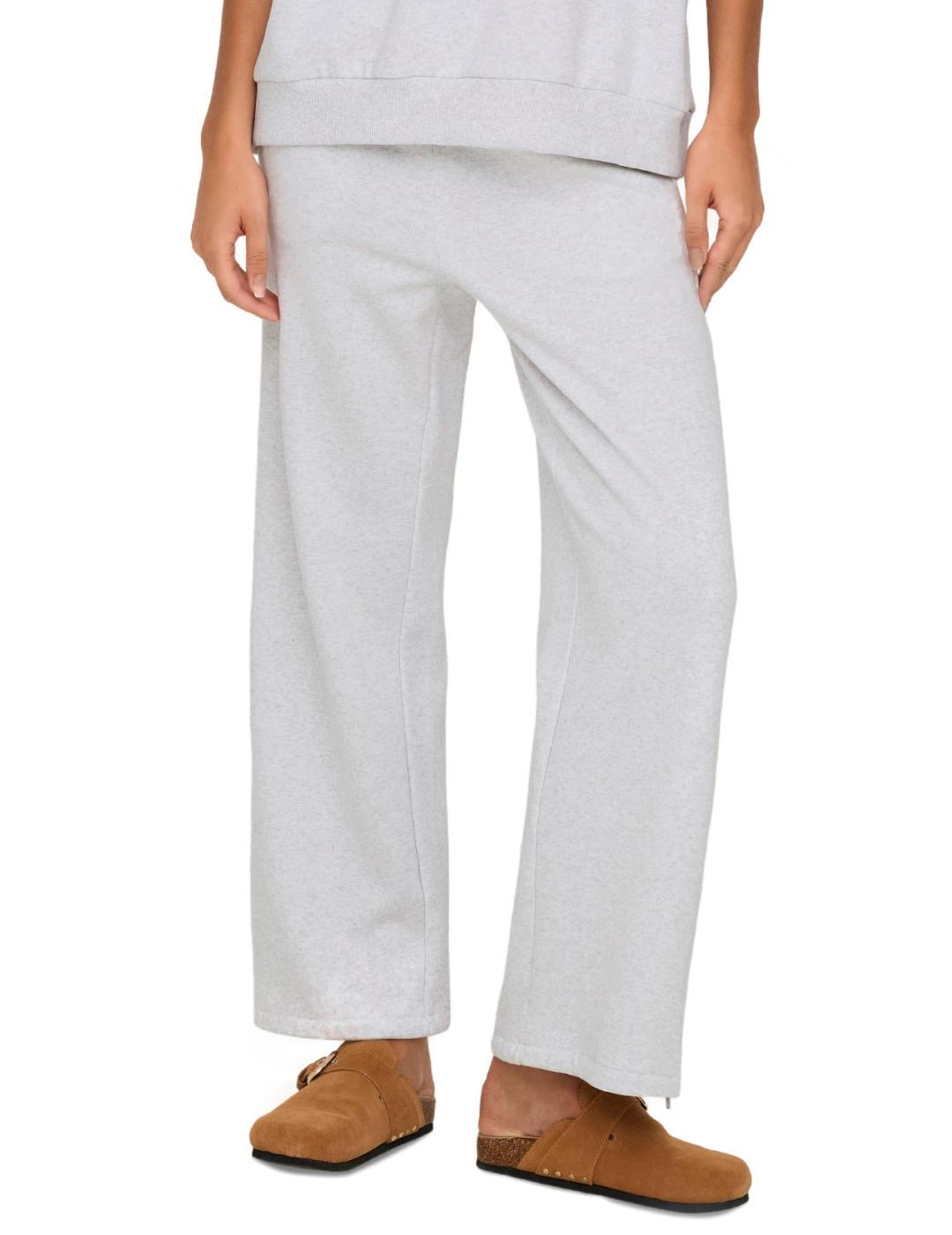 Pantalón jogger Only Elliot gris claro wide leg para mujer