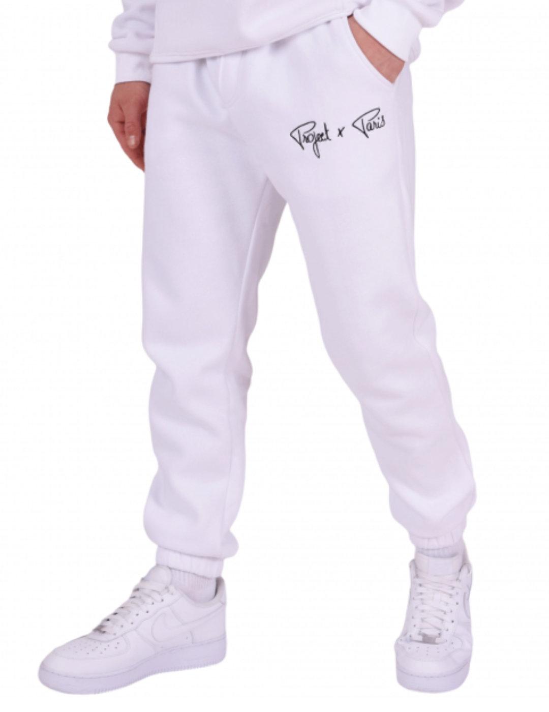 Pantalón jogger ProjectxParis blanco logo negro unisex