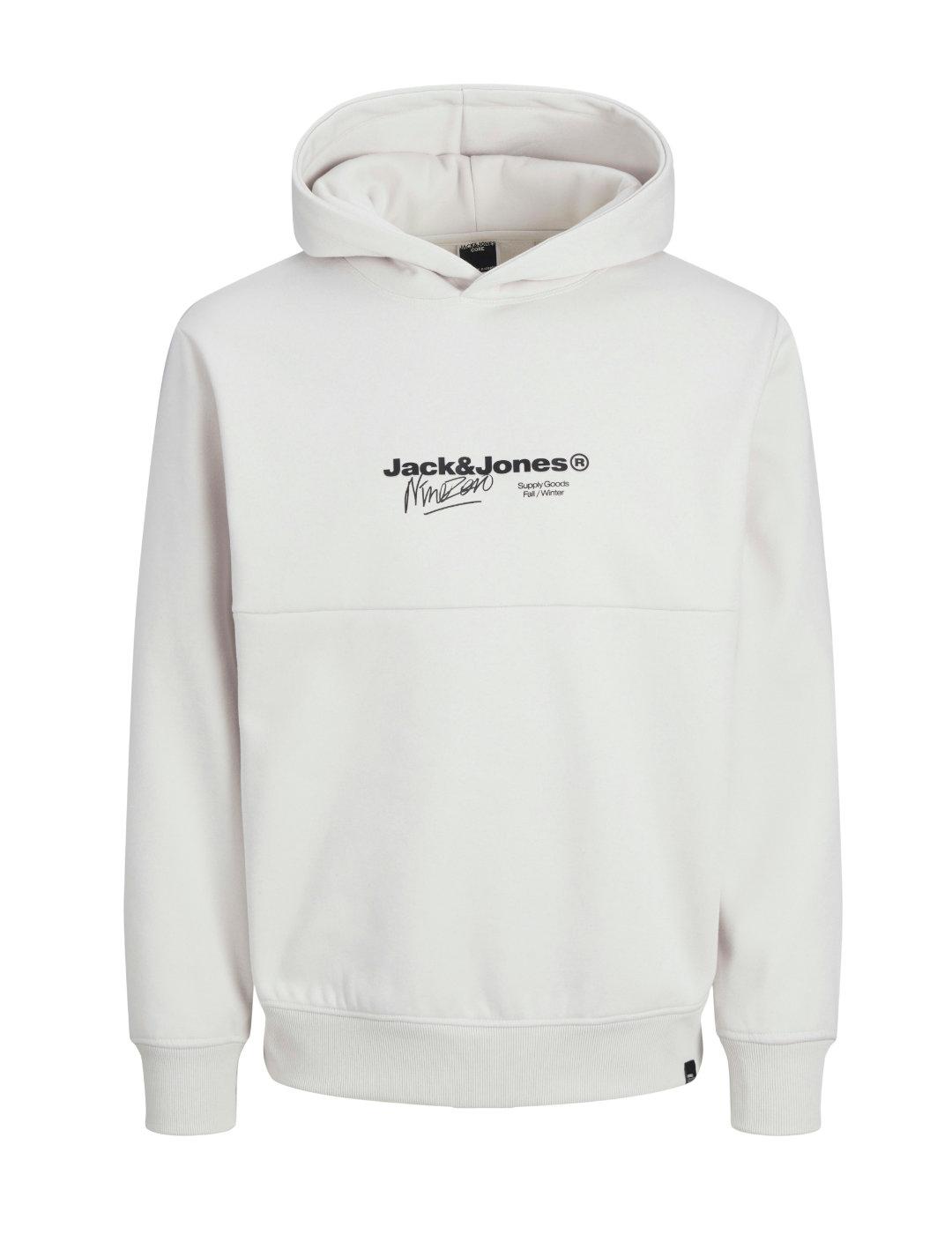 Sudadera Jack&Jones Charlie beige con capucha para hombre