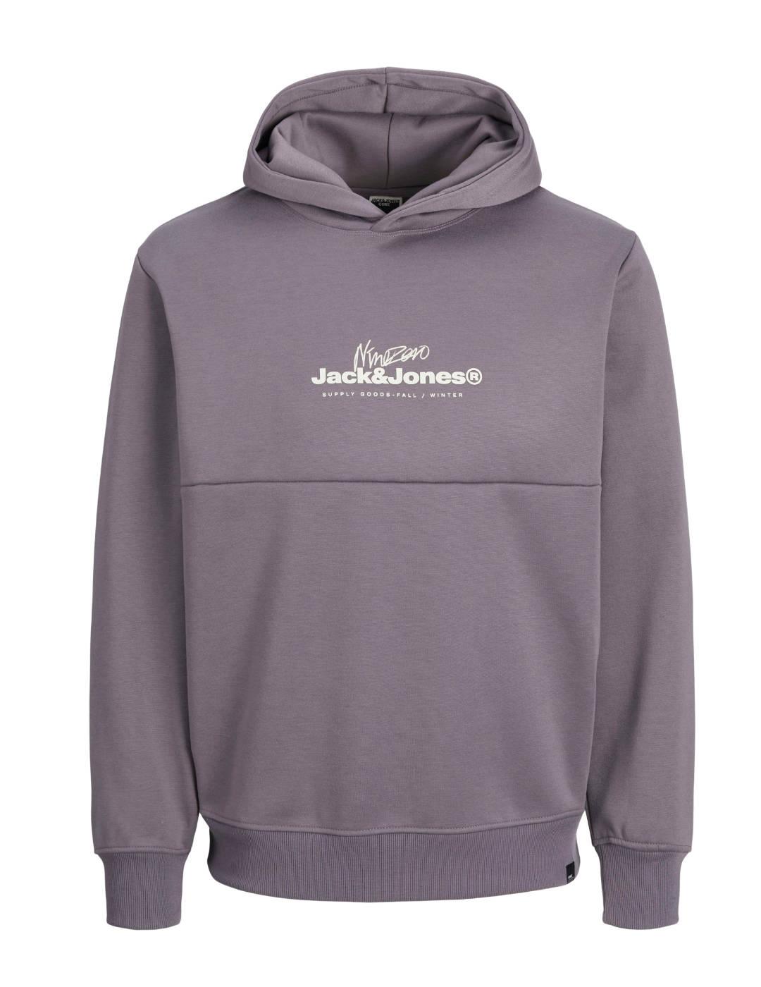 Sudadera Jack&Jones Charlie morado con capucha para hombre
