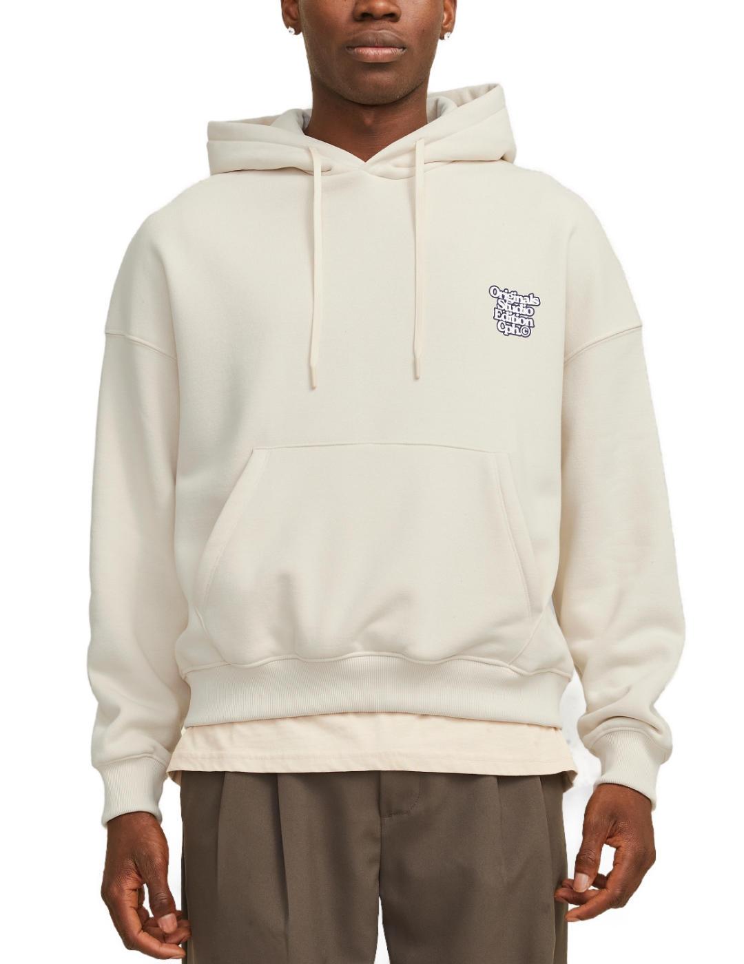 Sudadera Jack&Jones Astoria beige con capucha para hombre