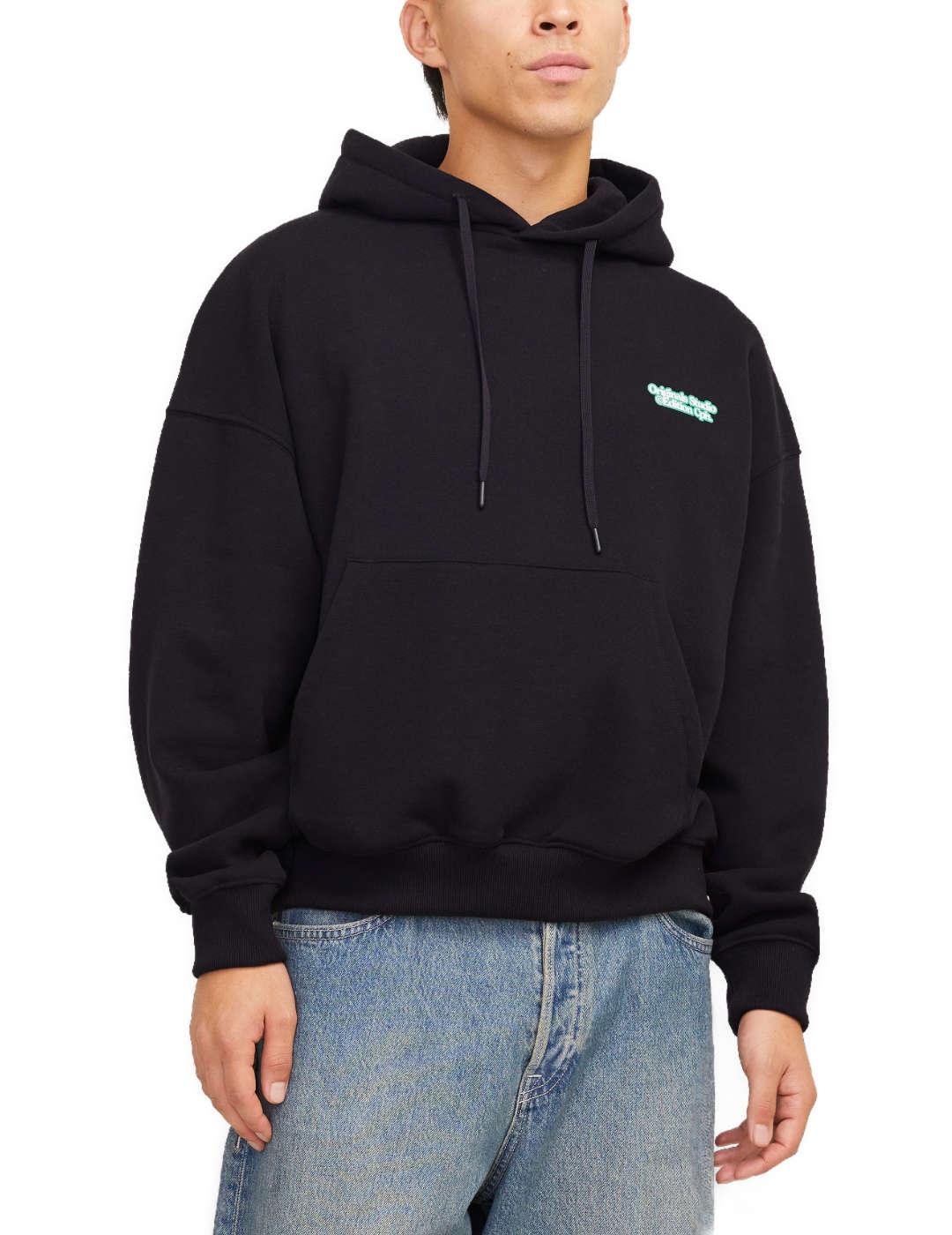 Sudadera Jack&Jones Astoria negro con capucha para hombre