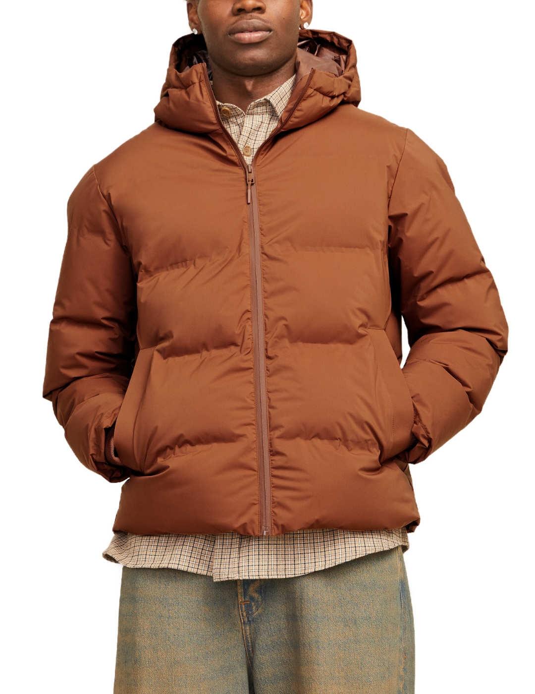 Plumas corto Jack&Jones Ayne marrón con capucha para hombre