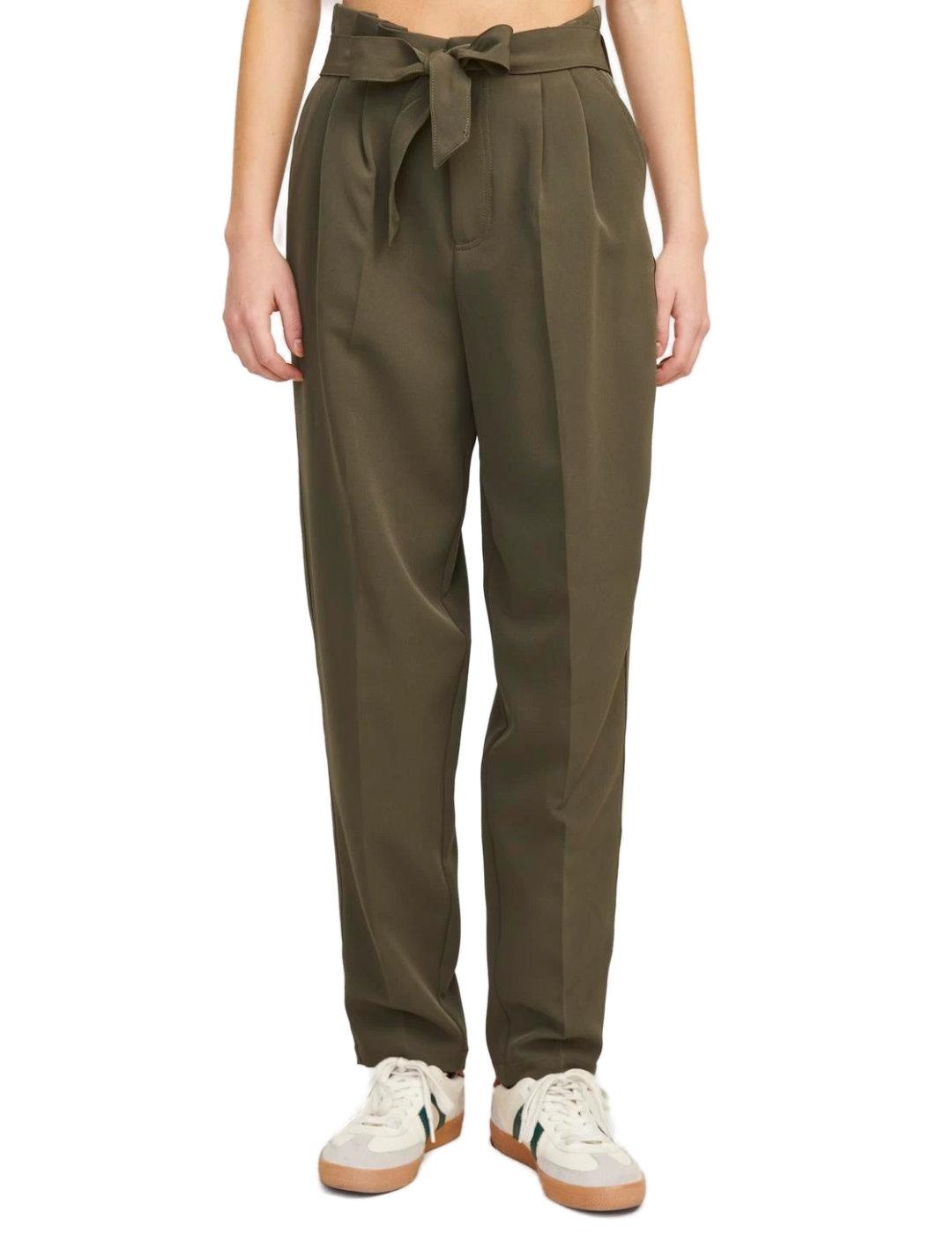 Pantalón de tela JJXX Petra verde oscuro para mujer