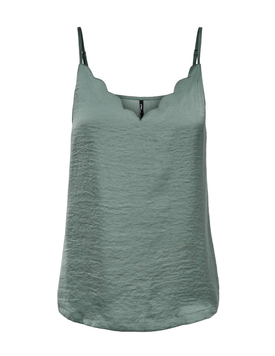 Camiseta lencera Only Debbie de tirantes verde de mujer