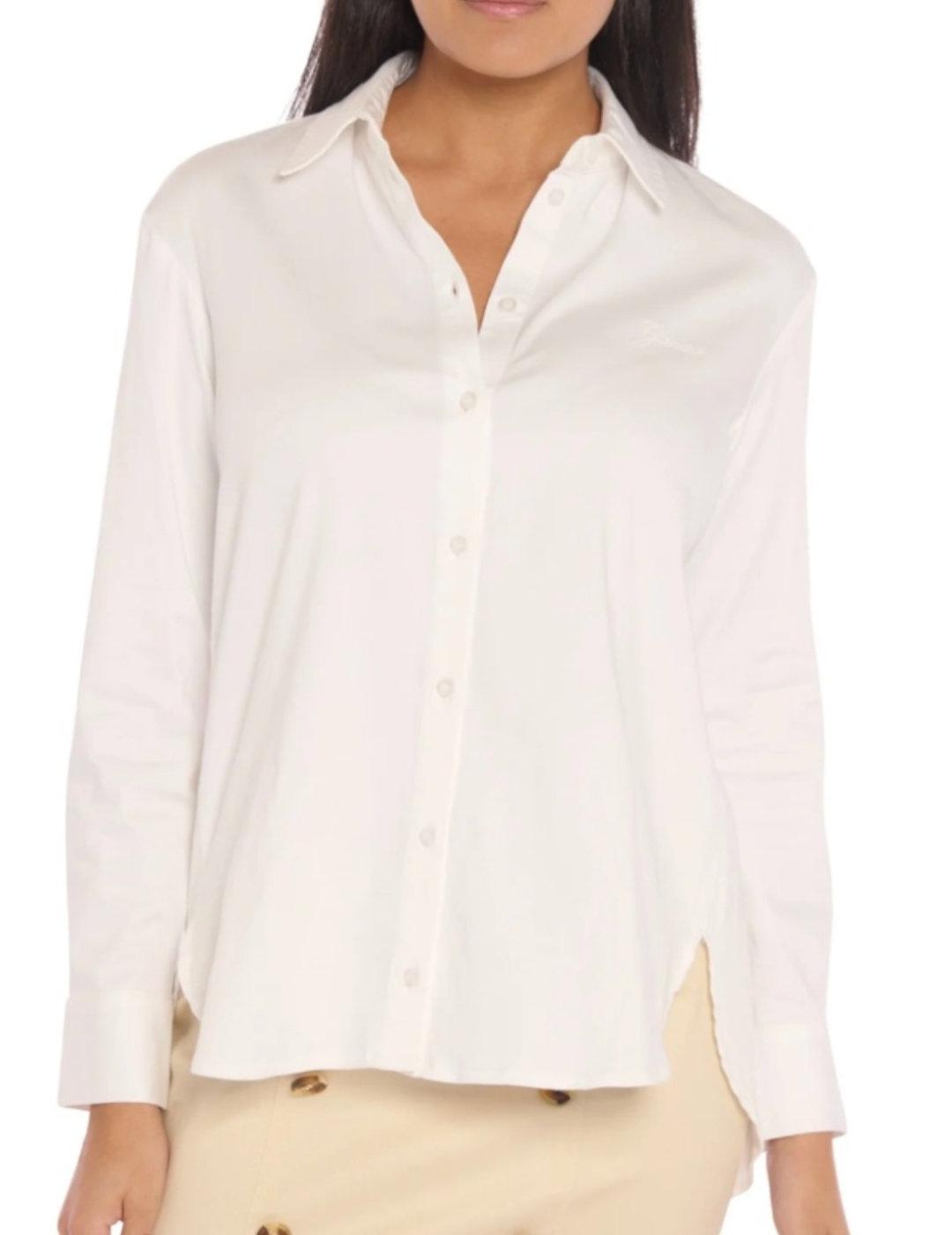 Camisa básica Guess Celeste blanco regular fit para mujer