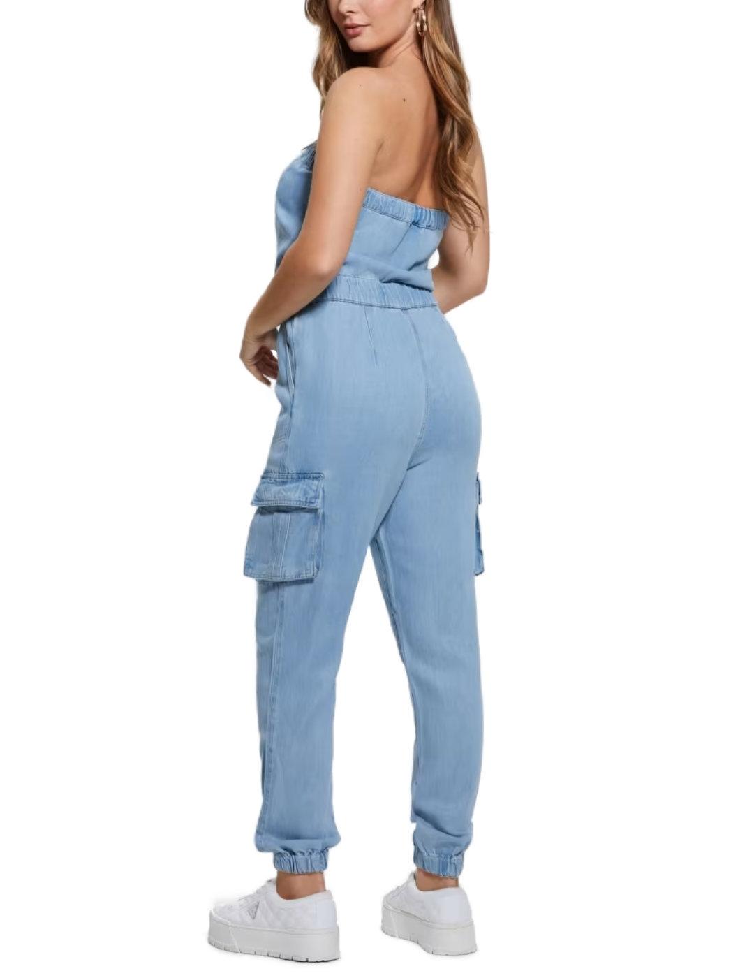 Mono Guess Lucia denim azul palabra de honor para mujer