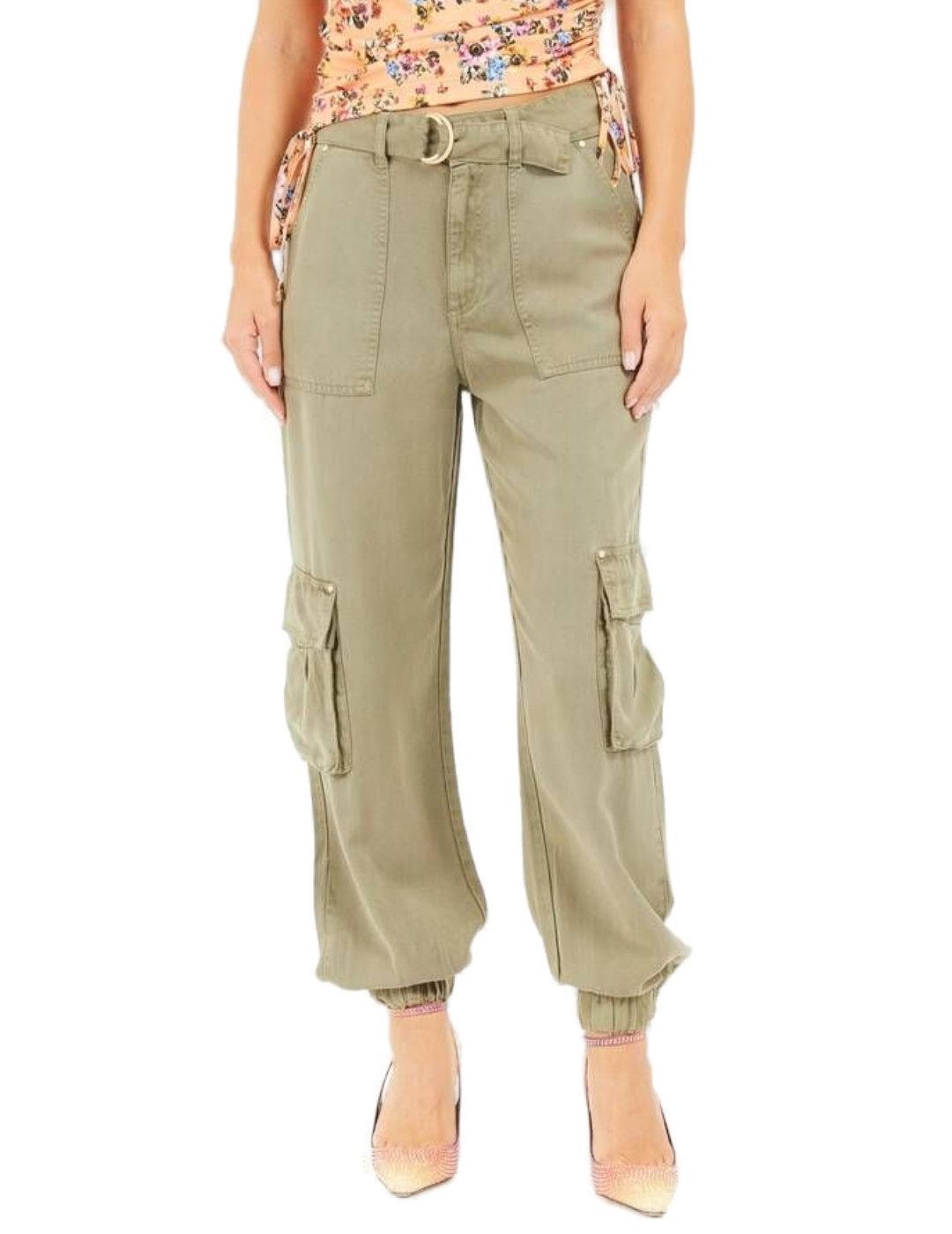 Pantalón cargo Guess Katrin verde straight para mujer