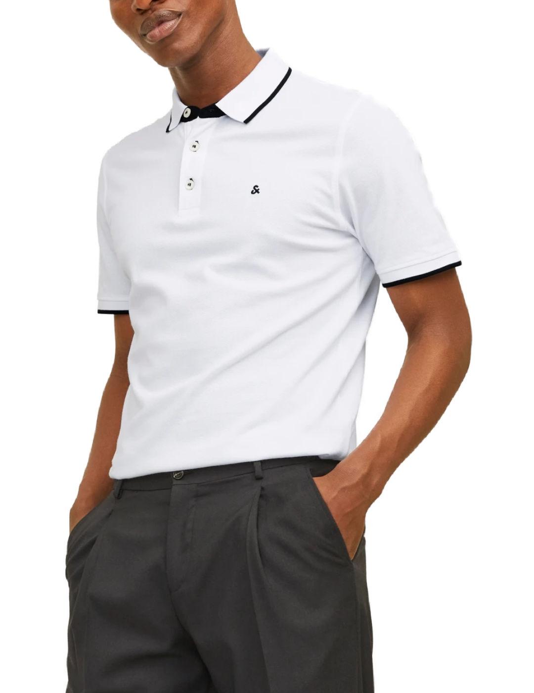 Polo Jack&Jones Paulos blanco manga corta para hombre