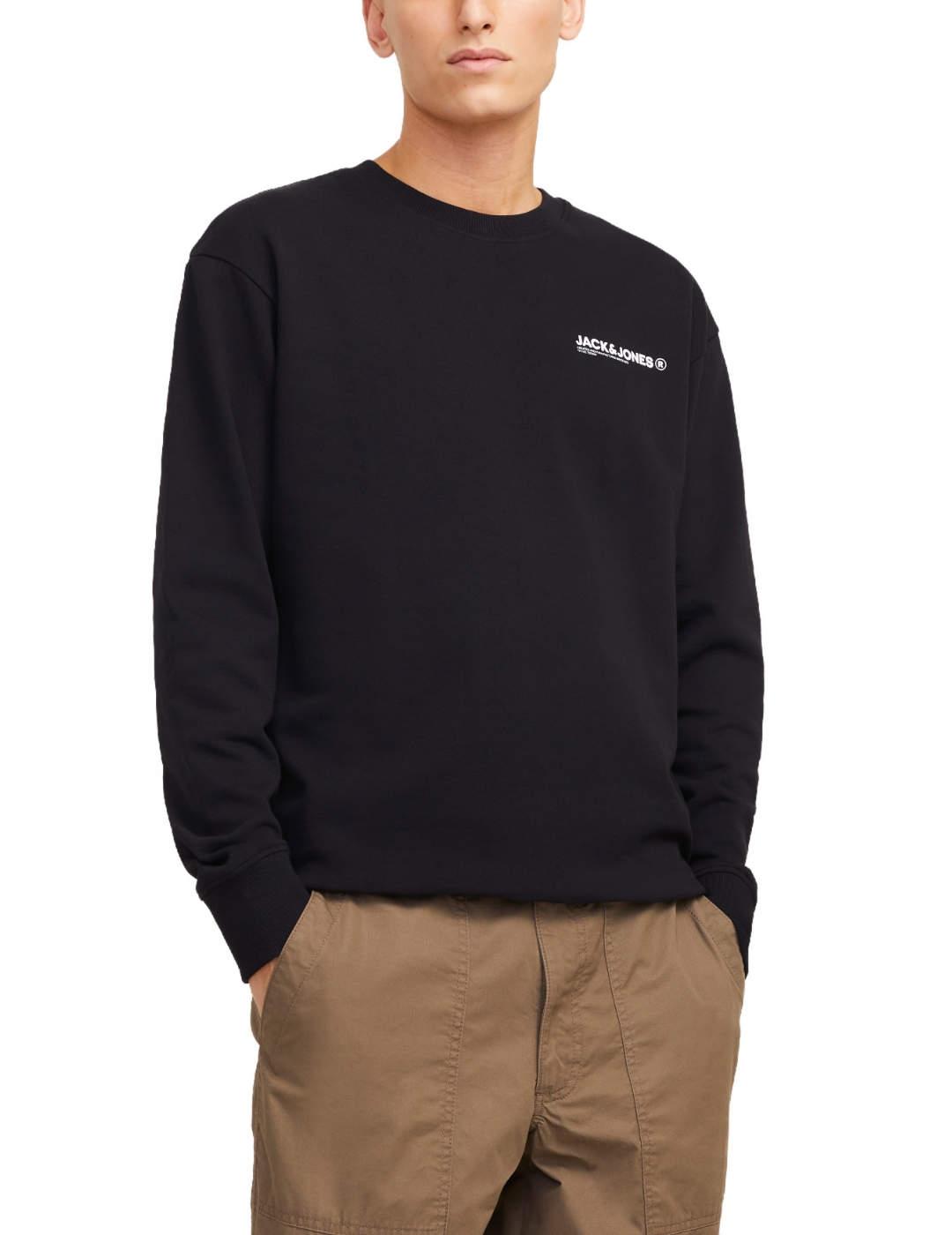 Sudadera Jack&Jones Hawaii negra sin capucha para hombre