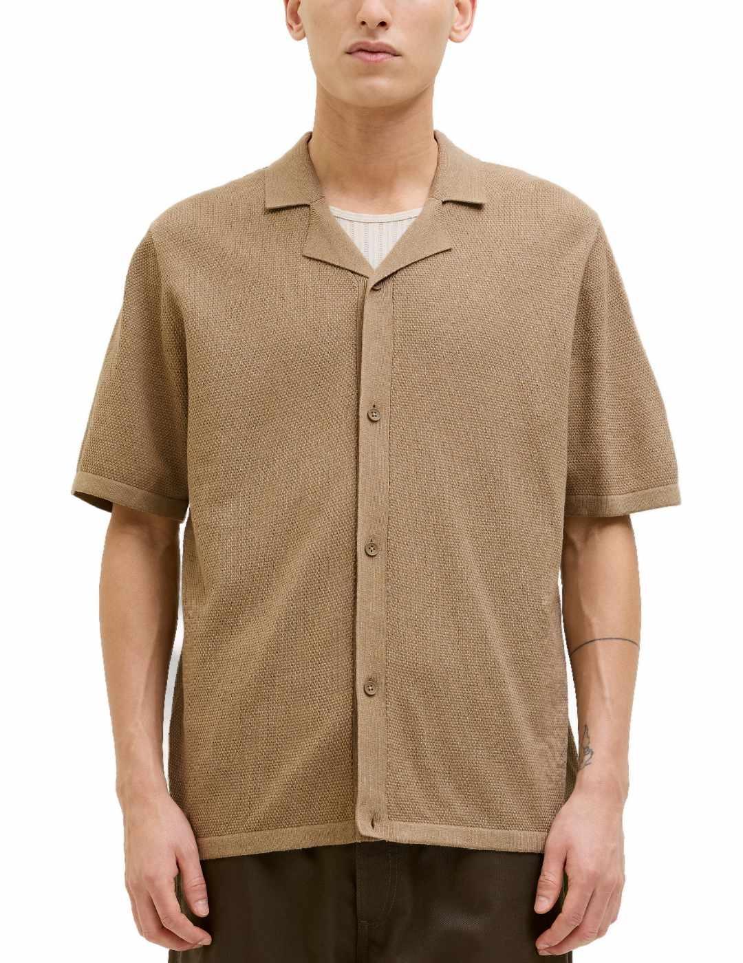 Camisa Jack&Jones Orion camel manga corta para hombre