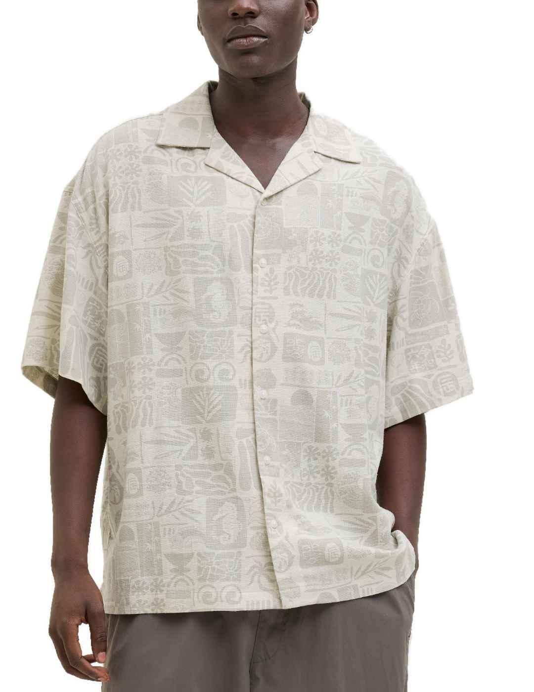 Camisa Jack&Jones wayne tono beige estampado para hombre