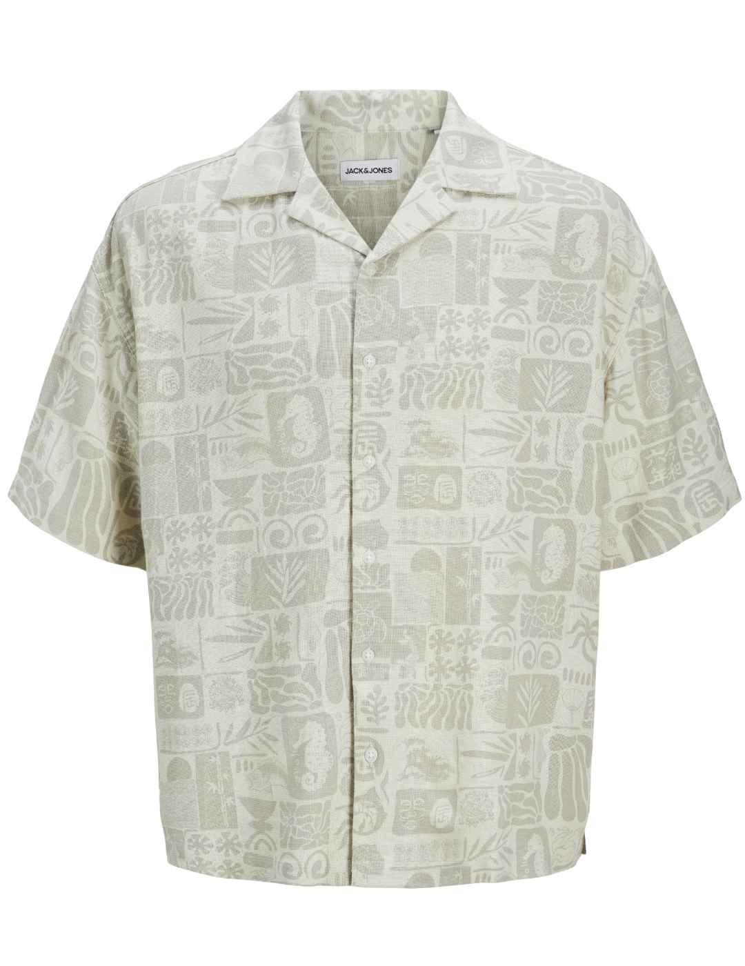 Camisa Jack&Jones wayne tono beige estampado para hombre