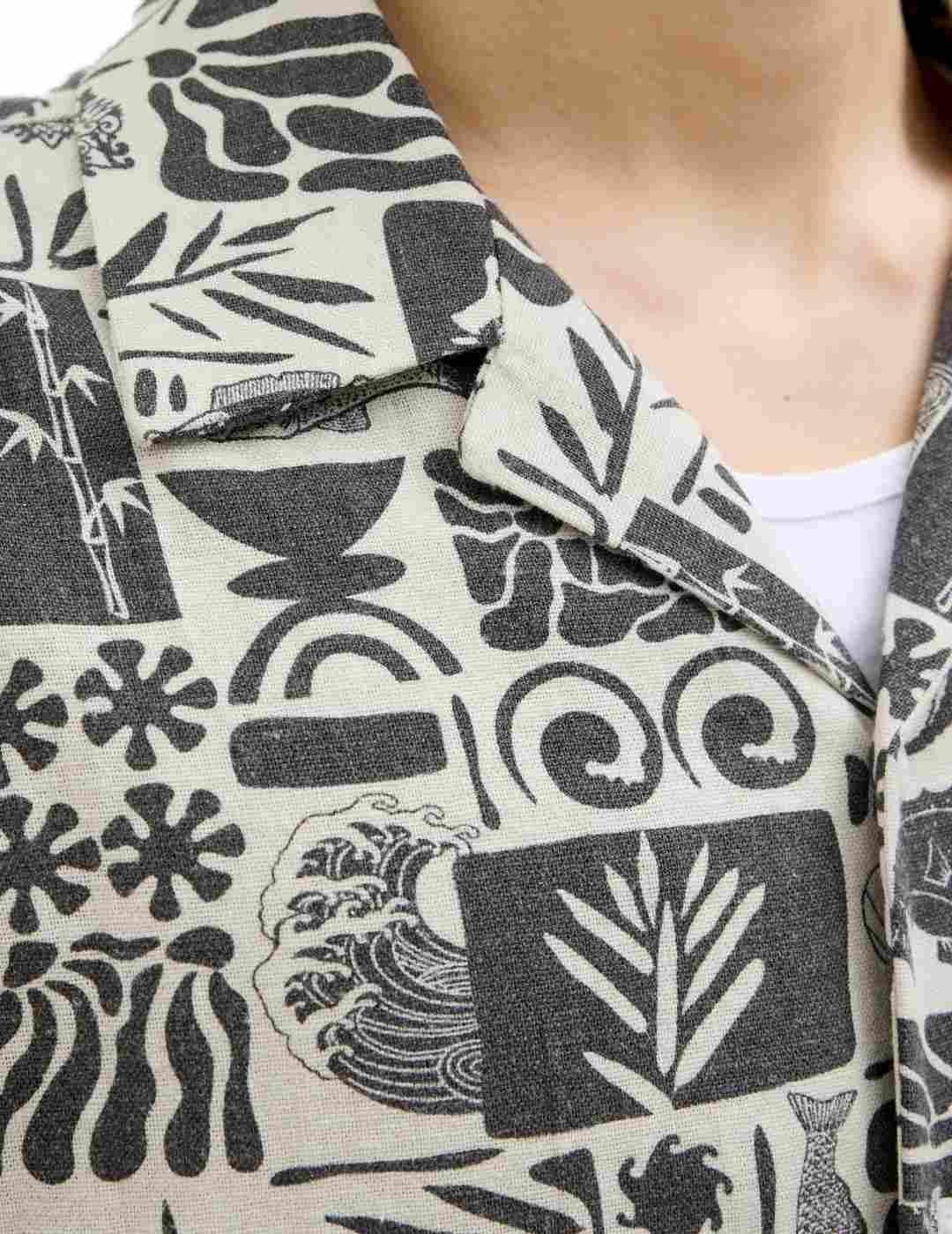 Camisa Jack&Jones wayne tono negro estamapdo para hombre