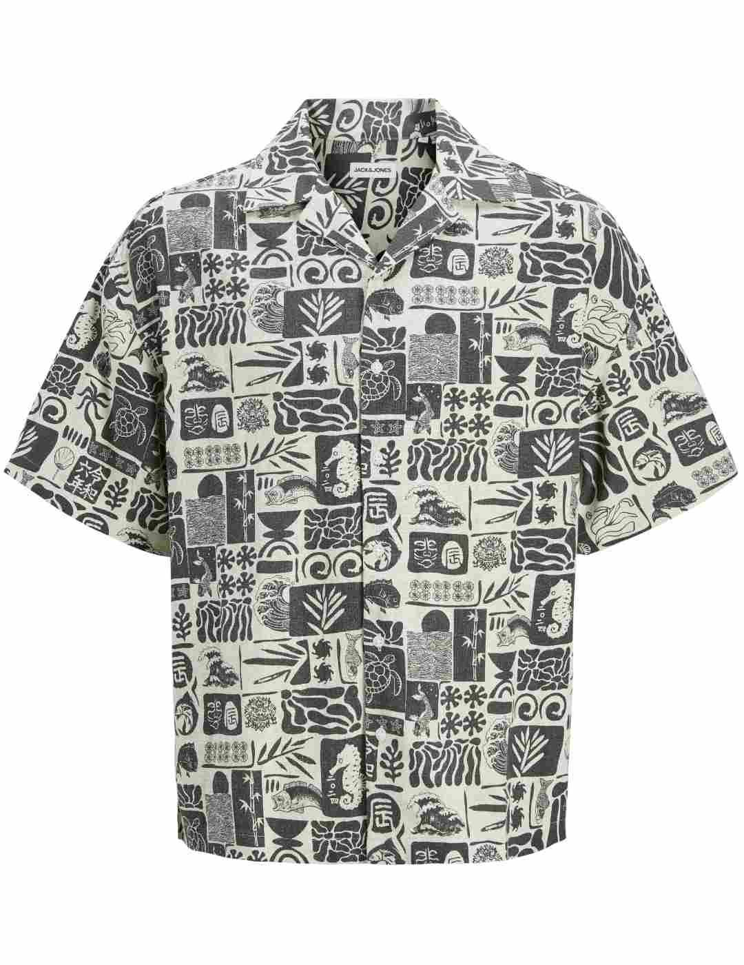 Camisa Jack&Jones wayne tono negro estamapdo para hombre