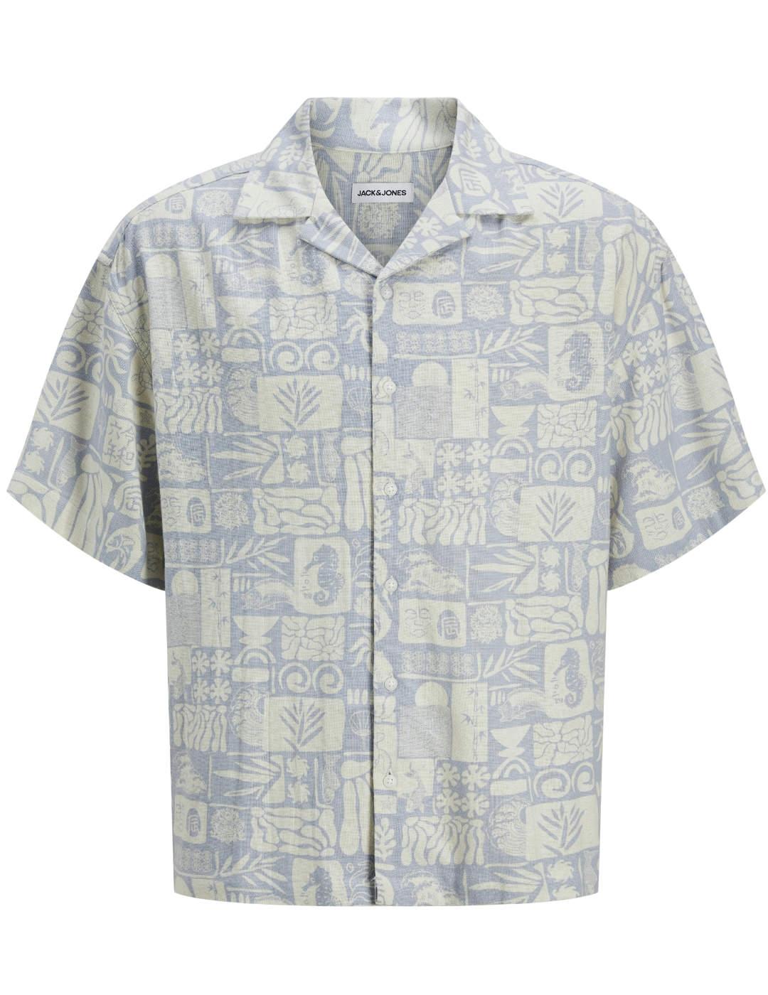Camisa Jack&Jones wayne tono azul claro estampado de hombre