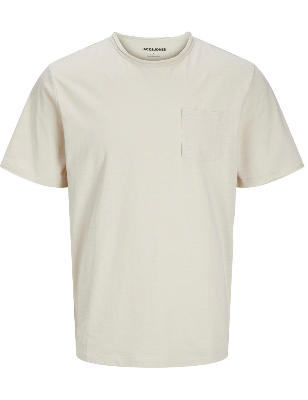 Camiseta básica Jack&Jones Jake beige manga corta de hombre