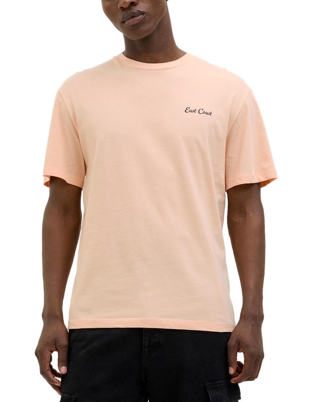 Camiseta Jack&Jones Zekiel melocotón manga corta para hombre