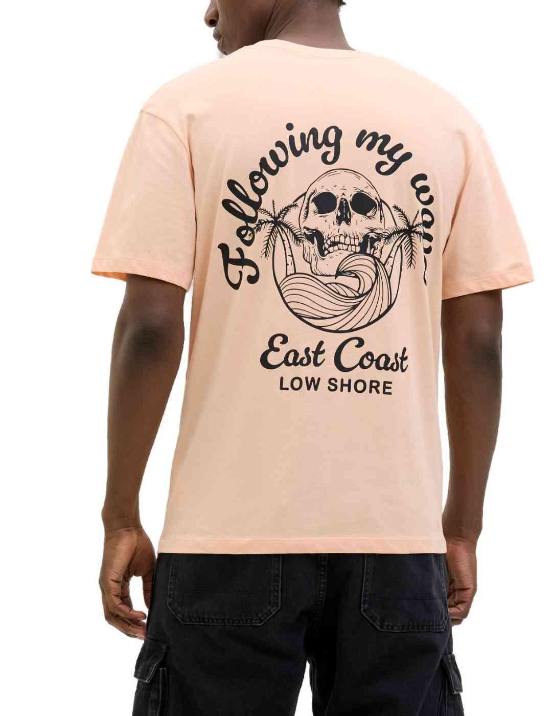 Camiseta Jack&Jones Zekiel melocotón manga corta para hombre