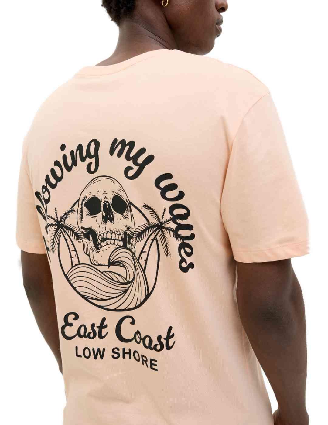 Camiseta Jack&Jones Zekiel melocotón manga corta para hombre