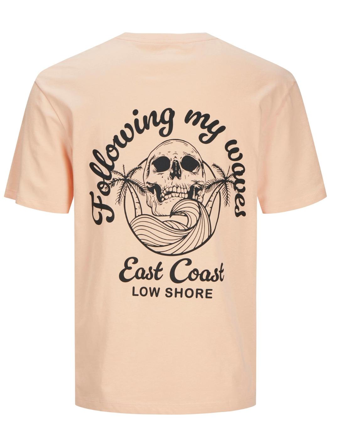 Camiseta Jack&Jones Zekiel melocotón manga corta para hombre