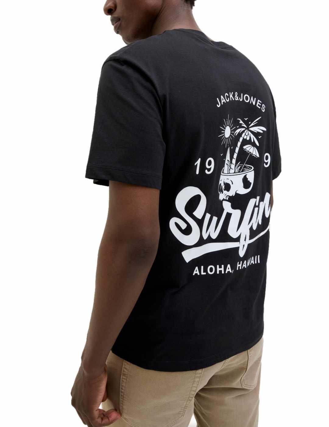 Camiseta Jack&Jones Zekiel negra manga corta para hombre