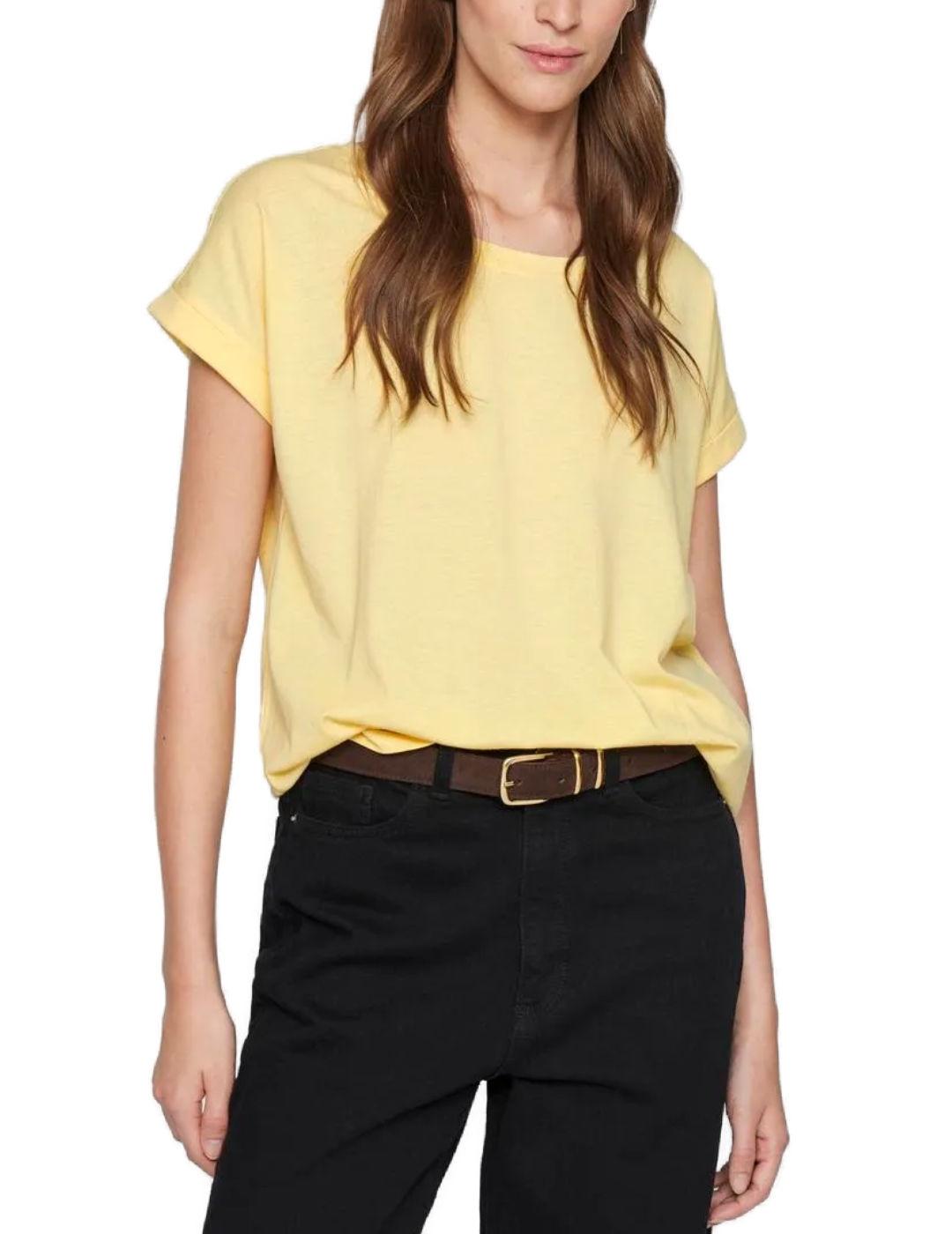 Camiseta básica Vila Dreamers amarilla manga corta de mujer