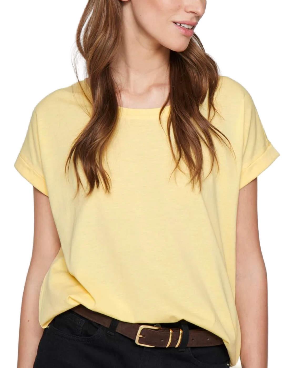 Camiseta básica Vila Dreamers amarilla manga corta de mujer