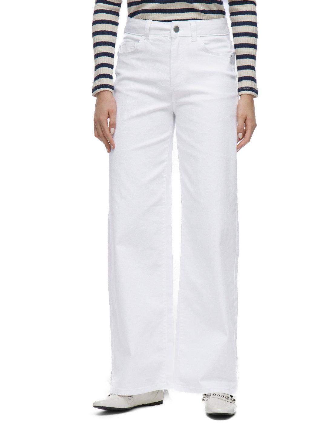 Pantalón vaquero Vila Emma blanco wide leg para mujer